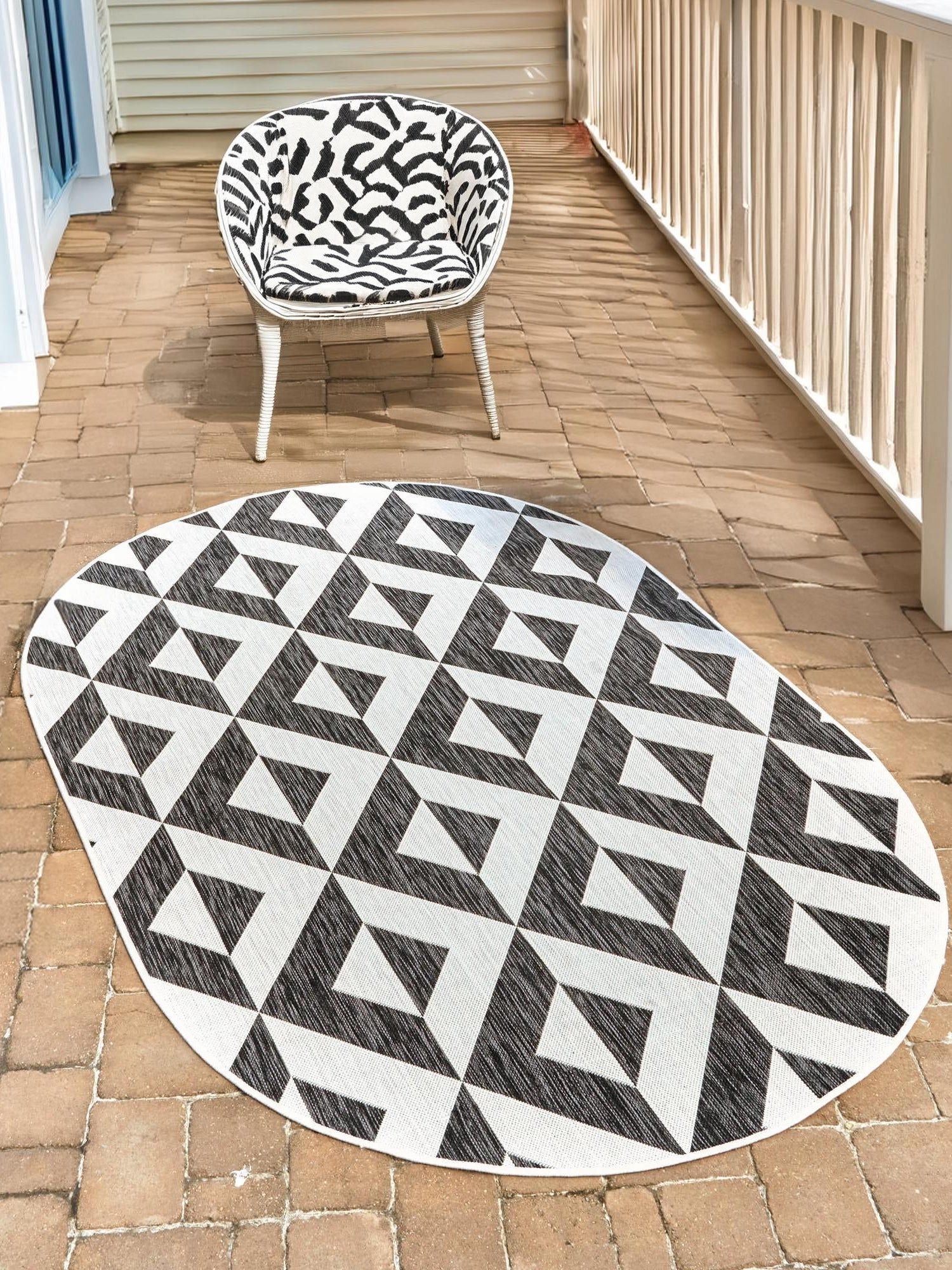 Charcoal Gray 7' 10 x 10' Jill Zarin Outdoor Oval Area Rug Weather Resistant for Patio, Deck, Terrace, Balcony, Porch Durable 100% Polypropylene Carpet for Outside for Sale at Rug Engine