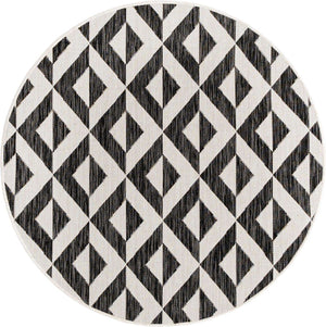 Charcoal Gray 4' 1 x 4' 1 Jill Zarin Outdoor Round Area Rug Weather Resistant for Patio, Deck, Terrace, Balcony, Porch Durable 100% Polypropylene Carpet for Outside for Sale at Rug Engine