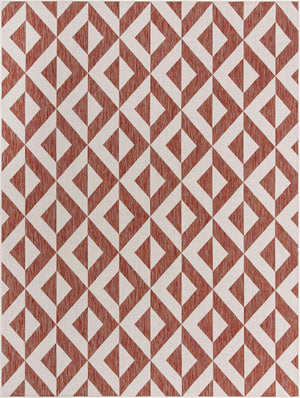 Rust Red 9' x 12' Jill Zarin Outdoor Rectangle Area Rug Weather Resistant for Patio, Deck, Terrace, Balcony, Porch Durable 100% Polypropylene Carpet for Outside for Sale at Rug Engine