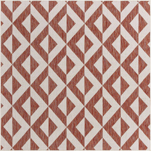 Rust Red 8' x 8' Jill Zarin Outdoor Square Rug