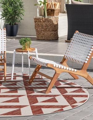 Rust Red 4' 1 x 4' 1 Jill Zarin Outdoor Round Area Rug Weather Resistant for Patio, Deck, Terrace, Balcony, Porch Durable 100% Polypropylene Carpet for Outside for Sale at Rug Engine