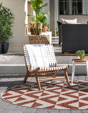 Rust Red 4' 1 x 4' 1 Jill Zarin Outdoor Round Area Rug Weather Resistant for Patio, Deck, Terrace, Balcony, Porch Durable 100% Polypropylene Carpet for Outside for Sale at Rug Engine