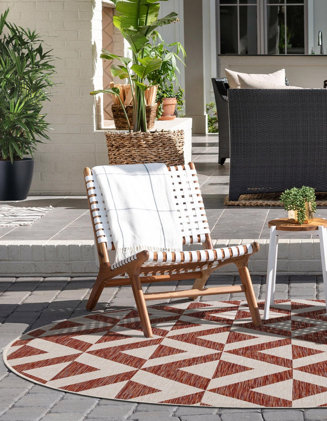 Rust Red 4' 1 x 4' 1 Jill Zarin Outdoor Round Area Rug Weather Resistant for Patio, Deck, Terrace, Balcony, Porch Durable 100% Polypropylene Carpet for Outside for Sale at Rug Engine