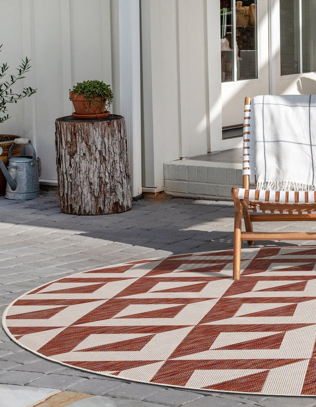 Rust Red 4' 1 x 4' 1 Jill Zarin Outdoor Round Area Rug Weather Resistant for Patio, Deck, Terrace, Balcony, Porch Durable 100% Polypropylene Carpet for Outside for Sale at Rug Engine