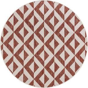 Rust Red 6' 7 x 6' 7 Jill Zarin Outdoor Round Area Rug Weather Resistant for Patio, Deck, Terrace, Balcony, Porch Durable 100% Polypropylene Carpet for Outside for Sale at Rug Engine