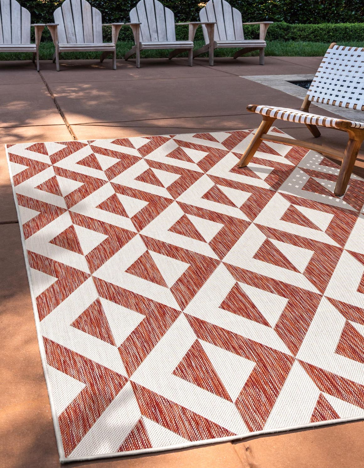 Rust Red 5' 3 x 8' Jill Zarin Outdoor Rectangle Area Rug Weather Resistant for Patio, Deck, Terrace, Balcony, Porch Durable 100% Polypropylene Carpet for Outside for Sale at Rug Engine