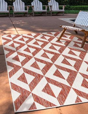 Rust Red 5' 3 x 8' Jill Zarin Outdoor Rectangle Area Rug Weather Resistant for Patio, Deck, Terrace, Balcony, Porch Durable 100% Polypropylene Carpet for Outside for Sale at Rug Engine