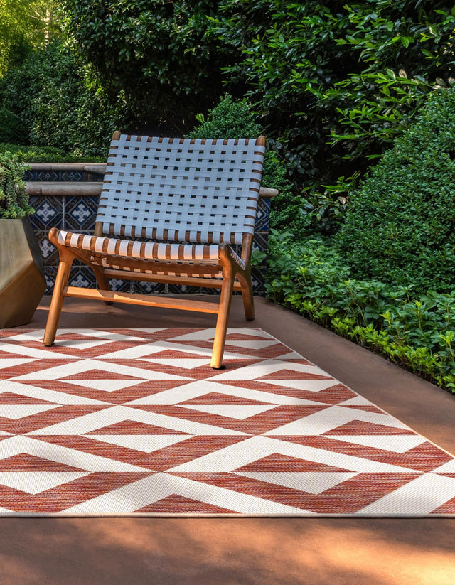 Rust Red 5' 3 x 8' Jill Zarin Outdoor Rectangle Area Rug Weather Resistant for Patio, Deck, Terrace, Balcony, Porch Durable 100% Polypropylene Carpet for Outside for Sale at Rug Engine