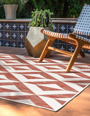 Rust Red 5' 3 x 8' Jill Zarin Outdoor Rectangle Area Rug Weather Resistant for Patio, Deck, Terrace, Balcony, Porch Durable 100% Polypropylene Carpet for Outside for Sale at Rug Engine