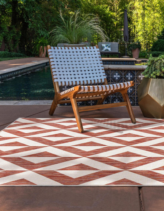 Rust Red 5' 3 x 8' Jill Zarin Outdoor Rectangle Area Rug Weather Resistant for Patio, Deck, Terrace, Balcony, Porch Durable 100% Polypropylene Carpet for Outside for Sale at Rug Engine