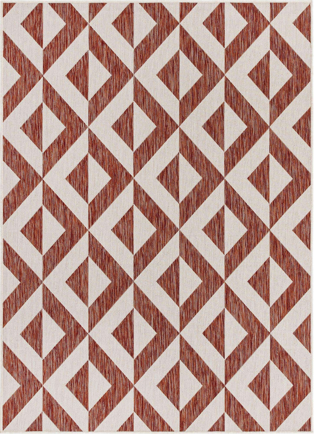 Rust Red 5' 3 x 8' Jill Zarin Outdoor Rectangle Area Rug Weather Resistant for Patio, Deck, Terrace, Balcony, Porch Durable 100% Polypropylene Carpet for Outside for Sale at Rug Engine