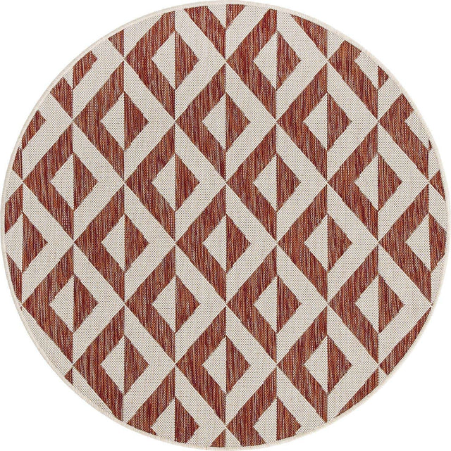 Rust Red 4' 1 x 4' 1 Jill Zarin Outdoor Round Area Rug Weather Resistant for Patio, Deck, Terrace, Balcony, Porch Durable 100% Polypropylene Carpet for Outside for Sale at Rug Engine