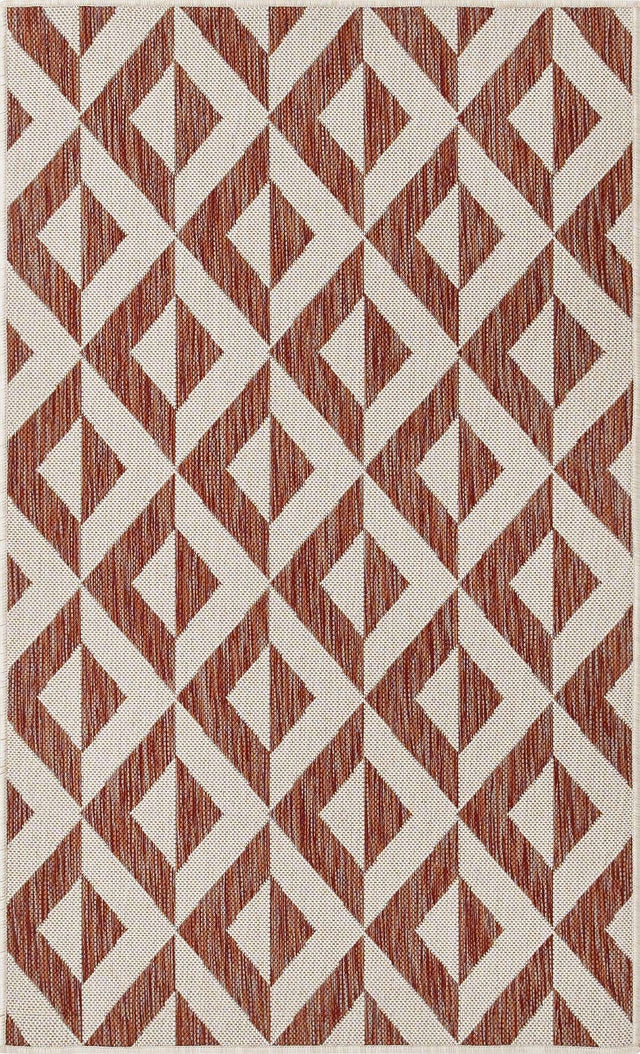 Rust Red 3' 1 x 5' 3 Jill Zarin Outdoor Rectangle Area Rug Weather Resistant for Patio, Deck, Terrace, Balcony, Porch Durable 100% Polypropylene Carpet for Outside for Sale at Rug Engine