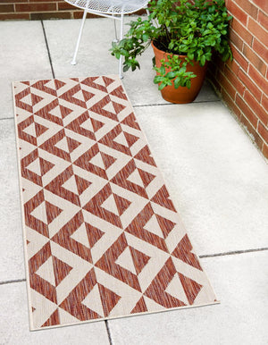 Rust Red 2' x 6' 1 Jill Zarin Outdoor Runner Area Rug Weather Resistant for Patio, Deck, Terrace, Balcony, Porch Durable 100% Polypropylene Carpet for Outside for Sale at Rug Engine