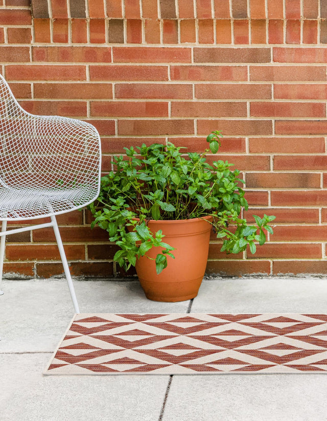 Rust Red 2' x 6' 1 Jill Zarin Outdoor Runner Area Rug Weather Resistant for Patio, Deck, Terrace, Balcony, Porch Durable 100% Polypropylene Carpet for Outside for Sale at Rug Engine