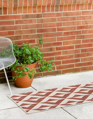 Rust Red 2' x 6' 1 Jill Zarin Outdoor Runner Area Rug Weather Resistant for Patio, Deck, Terrace, Balcony, Porch Durable 100% Polypropylene Carpet for Outside for Sale at Rug Engine
