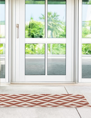 Rust Red 2' x 6' 1 Jill Zarin Outdoor Runner Area Rug Weather Resistant for Patio, Deck, Terrace, Balcony, Porch Durable 100% Polypropylene Carpet for Outside for Sale at Rug Engine