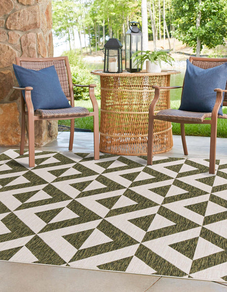 Green 7' 10 x 7' 10 Jill Zarin Outdoor Square Area Rug Weather Resistant for Patio, Deck, Terrace, Balcony, Porch Durable 100% Polypropylene Carpet for Outside for Sale at Rug Engine