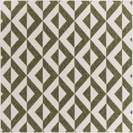 Green 7' 10 x 7' 10 Jill Zarin Outdoor Square Area Rug Weather Resistant for Patio, Deck, Terrace, Balcony, Porch Durable 100% Polypropylene Carpet for Outside for Sale at Rug Engine