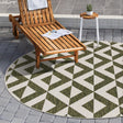 Green 4' 1 x 4' 1 Jill Zarin Outdoor Round Area Rug Weather Resistant for Patio, Deck, Terrace, Balcony, Porch Durable 100% Polypropylene Carpet for Outside for Sale at Rug Engine