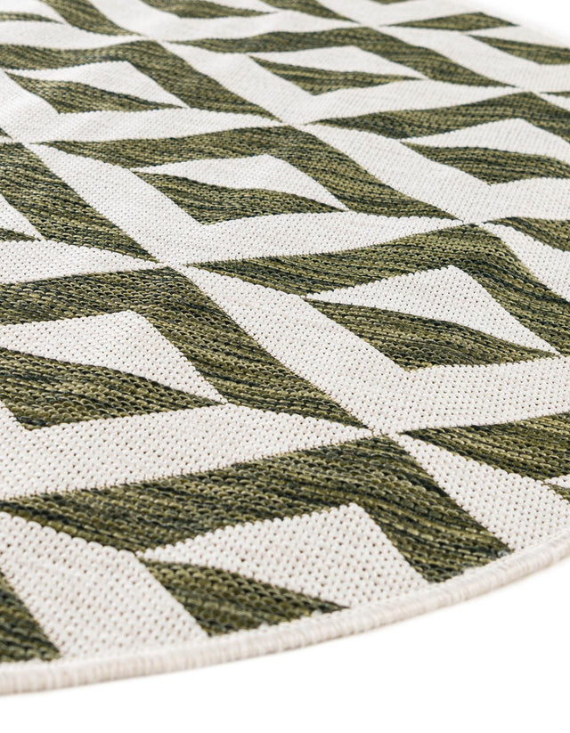 Green 6' 7 x 6' 7 Jill Zarin Outdoor Round Area Rug Weather Resistant for Patio, Deck, Terrace, Balcony, Porch Durable 100% Polypropylene Carpet for Outside for Sale at Rug Engine