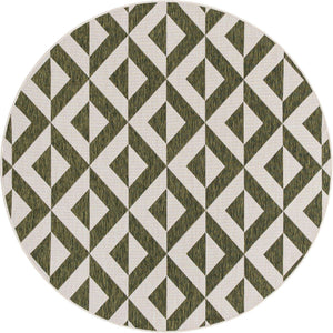 Green 6' 7 x 6' 7 Jill Zarin Outdoor Round Area Rug Weather Resistant for Patio, Deck, Terrace, Balcony, Porch Durable 100% Polypropylene Carpet for Outside for Sale at Rug Engine