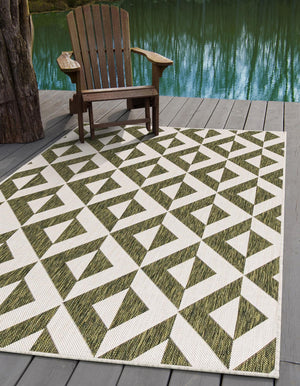 Green 5' 3 x 8' Jill Zarin Outdoor Rectangle Area Rug Weather Resistant for Patio, Deck, Terrace, Balcony, Porch Durable 100% Polypropylene Carpet for Outside for Sale at Rug Engine