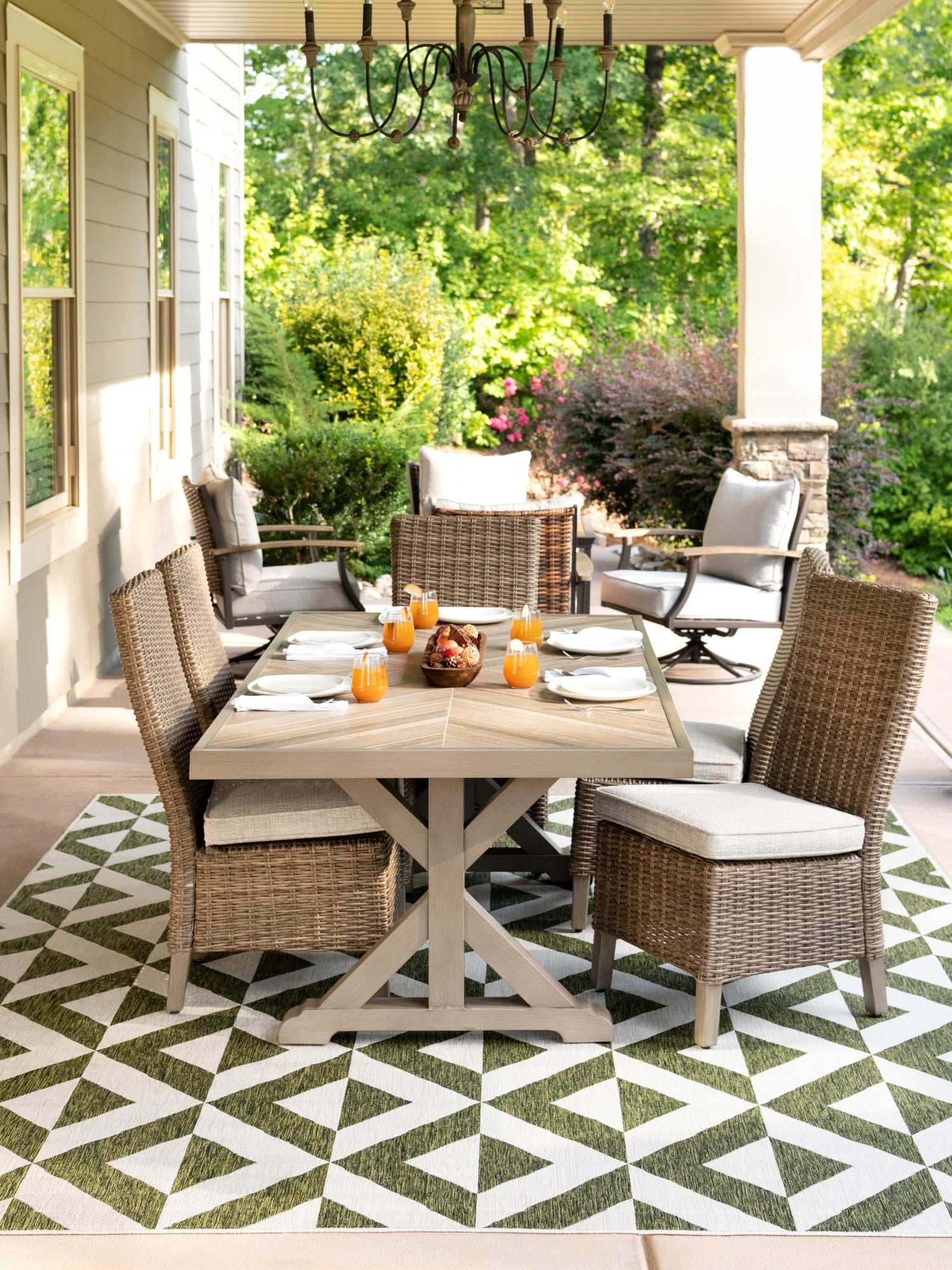 Green 5' 3 x 8' Jill Zarin Outdoor Rectangle Area Rug Weather Resistant for Patio, Deck, Terrace, Balcony, Porch Durable 100% Polypropylene Carpet for Outside for Sale at Rug Engine