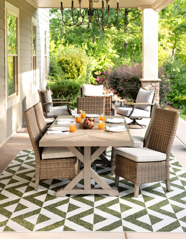 Green 5' 3 x 8' Jill Zarin Outdoor Rectangle Area Rug Weather Resistant for Patio, Deck, Terrace, Balcony, Porch Durable 100% Polypropylene Carpet for Outside for Sale at Rug Engine