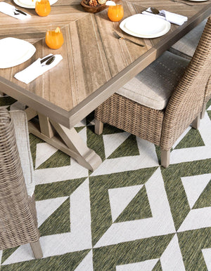 Green 5' 3 x 8' Jill Zarin Outdoor Rectangle Area Rug Weather Resistant for Patio, Deck, Terrace, Balcony, Porch Durable 100% Polypropylene Carpet for Outside for Sale at Rug Engine