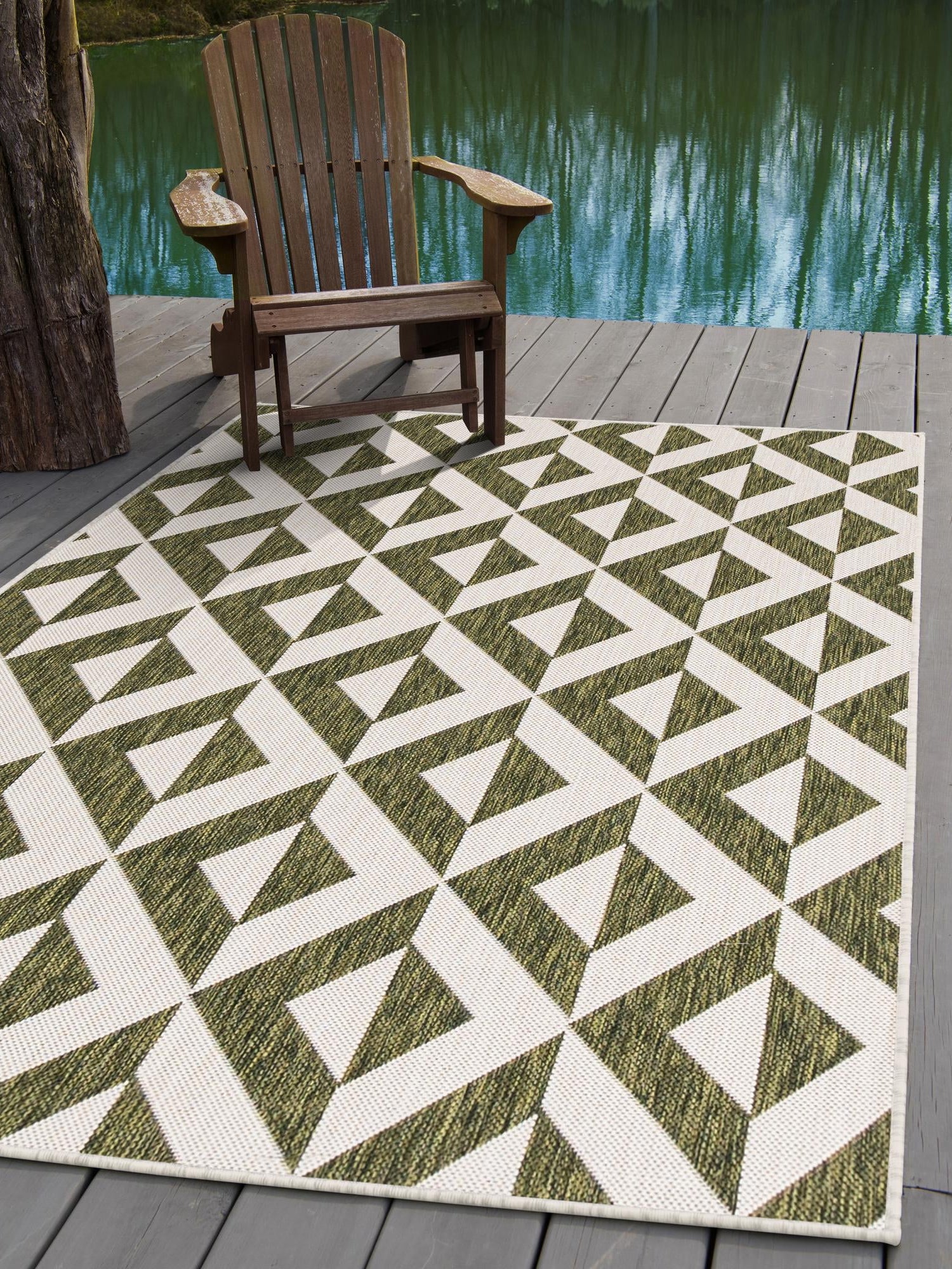 Green 5' 3 x 8' Jill Zarin Outdoor Rectangle Area Rug Weather Resistant for Patio, Deck, Terrace, Balcony, Porch Durable 100% Polypropylene Carpet for Outside for Sale at Rug Engine