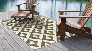 Green 5' 3 x 8' Jill Zarin Outdoor Rectangle Area Rug Weather Resistant for Patio, Deck, Terrace, Balcony, Porch Durable 100% Polypropylene Carpet for Outside for Sale at Rug Engine