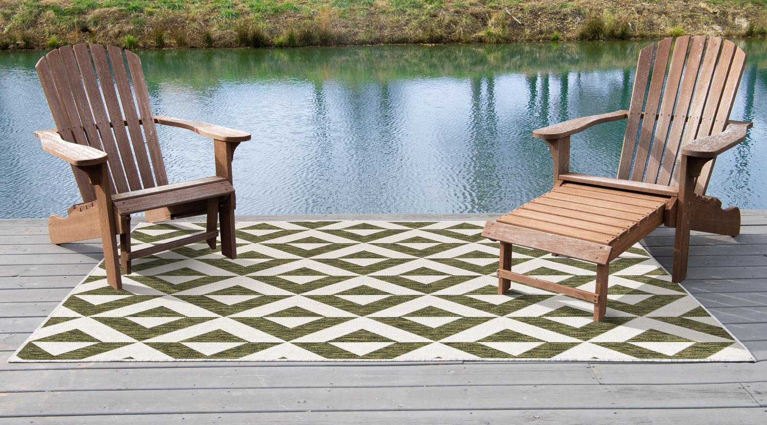 Green 5' 3 x 8' Jill Zarin Outdoor Rectangle Area Rug Weather Resistant for Patio, Deck, Terrace, Balcony, Porch Durable 100% Polypropylene Carpet for Outside for Sale at Rug Engine