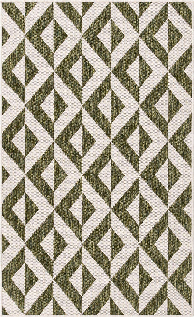 Green 3' 1 x 5' 3 Jill Zarin Outdoor Rectangle Area Rug Weather Resistant for Patio, Deck, Terrace, Balcony, Porch Durable 100% Polypropylene Carpet for Outside for Sale at Rug Engine