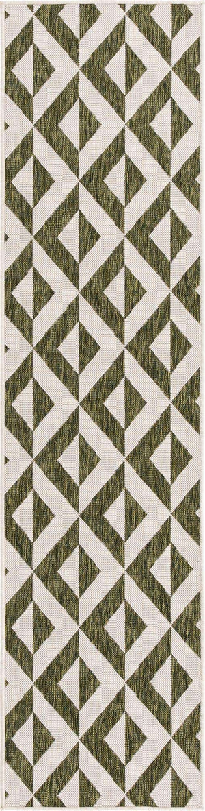 Green 2' x 8' Jill Zarin Outdoor Runner Area Rug Weather Resistant for Patio, Deck, Terrace, Balcony, Porch Durable 100% Polypropylene Carpet for Outside for Sale at Rug Engine