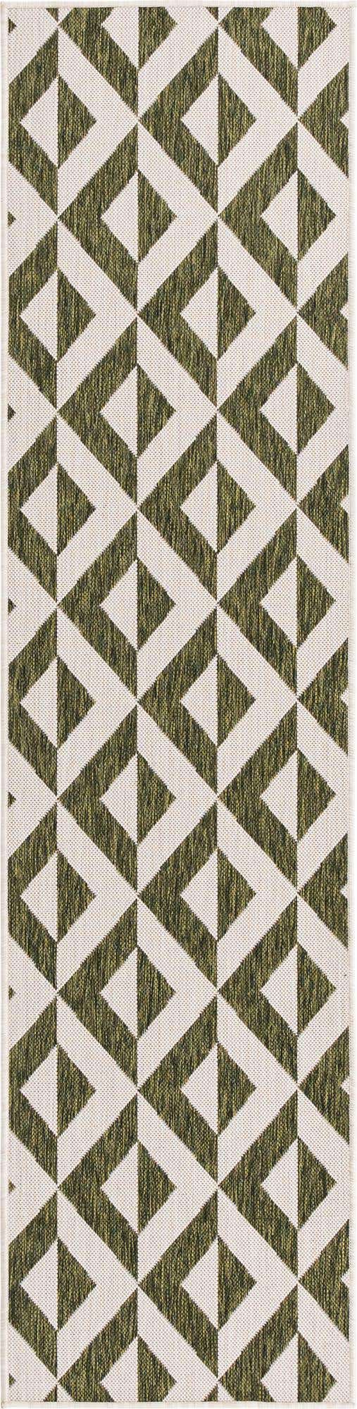 Green 2' x 8' Jill Zarin Outdoor Runner Area Rug Weather Resistant for Patio, Deck, Terrace, Balcony, Porch Durable 100% Polypropylene Carpet for Outside for Sale at Rug Engine
