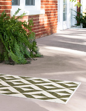 Green 2' x 6' 1 Jill Zarin Outdoor Runner Area Rug Weather Resistant for Patio, Deck, Terrace, Balcony, Porch Durable 100% Polypropylene Carpet for Outside for Sale at Rug Engine