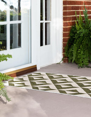 Green 2' x 6' 1 Jill Zarin Outdoor Runner Area Rug Weather Resistant for Patio, Deck, Terrace, Balcony, Porch Durable 100% Polypropylene Carpet for Outside for Sale at Rug Engine