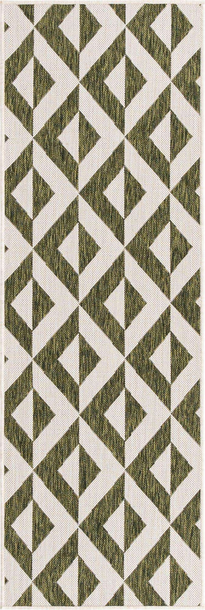 Green 2' x 6' 1 Jill Zarin Outdoor Runner Area Rug Weather Resistant for Patio, Deck, Terrace, Balcony, Porch Durable 100% Polypropylene Carpet for Outside for Sale at Rug Engine