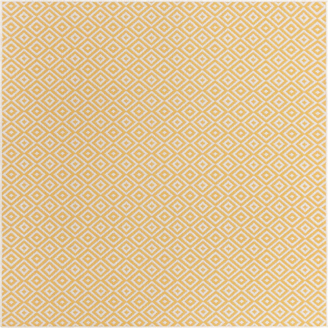 Yellow Ivory 7' 10 x 7' 10 Jill Zarin Outdoor Square Area Rug Weather Resistant for Patio, Deck, Terrace, Balcony, Porch Durable 100% Polypropylene Carpet for Outside for Sale at Rug Engine