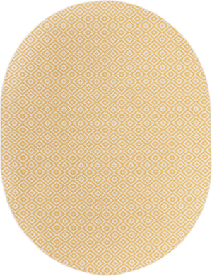 Yellow Ivory 7' 10 x 10' Jill Zarin Outdoor Oval Area Rug Weather Resistant for Patio, Deck, Terrace, Balcony, Porch Durable 100% Polypropylene Carpet for Outside for Sale at Rug Engine