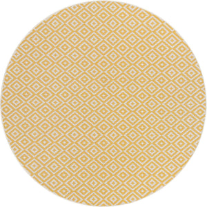Yellow Ivory 6' 7 x 6' 7 Jill Zarin Outdoor Round Area Rug Weather Resistant for Patio, Deck, Terrace, Balcony, Porch Durable 100% Polypropylene Carpet for Outside for Sale at Rug Engine