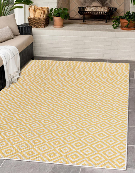 Yellow Ivory 3' 1 x 5' 3 Jill Zarin Outdoor Rectangle Area Rug Weather Resistant for Patio, Deck, Terrace, Balcony, Porch Durable 100% Polypropylene Carpet for Outside for Sale at Rug Engine