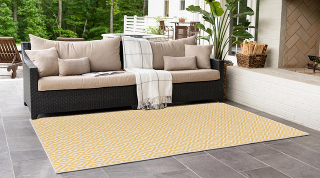 Yellow Ivory 3' 1 x 5' 3 Jill Zarin Outdoor Rectangle Area Rug Weather Resistant for Patio, Deck, Terrace, Balcony, Porch Durable 100% Polypropylene Carpet for Outside for Sale at Rug Engine