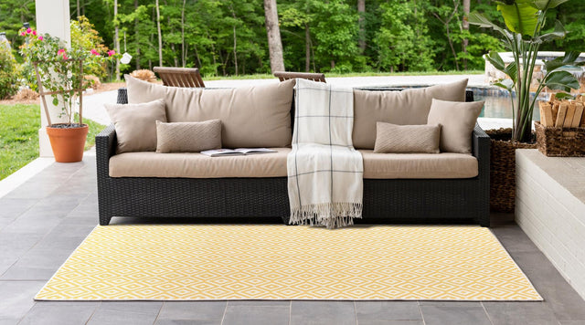 Yellow Ivory 3' 1 x 5' 3 Jill Zarin Outdoor Rectangle Area Rug Weather Resistant for Patio, Deck, Terrace, Balcony, Porch Durable 100% Polypropylene Carpet for Outside for Sale at Rug Engine