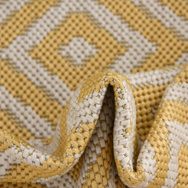 Yellow Ivory 7' 10 x 10' Jill Zarin Outdoor Rectangle Area Rug Weather Resistant for Patio, Deck, Terrace, Balcony, Porch Durable 100% Polypropylene Carpet for Outside for Sale at Rug Engine