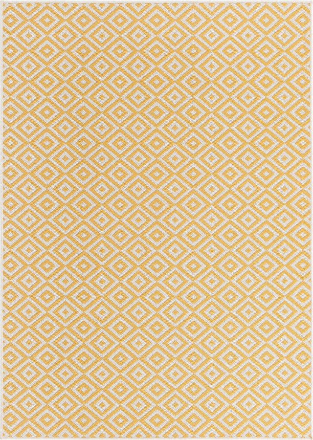 Yellow Ivory 5' 3 x 8' Jill Zarin Outdoor Rectangle Area Rug Weather Resistant for Patio, Deck, Terrace, Balcony, Porch Durable 100% Polypropylene Carpet for Outside for Sale at Rug Engine