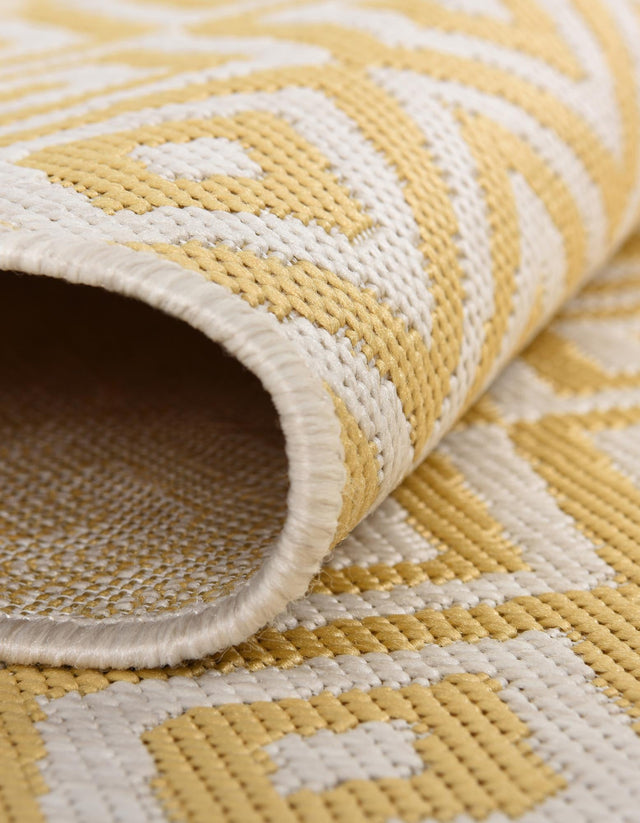 Yellow Ivory 5' 3 x 8' Jill Zarin Outdoor Oval Area Rug Weather Resistant for Patio, Deck, Terrace, Balcony, Porch Durable 100% Polypropylene Carpet for Outside for Sale at Rug Engine