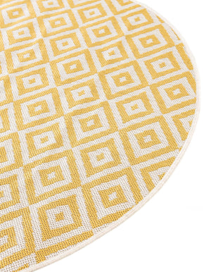 Yellow Ivory 5' 3 x 8' Jill Zarin Outdoor Oval Area Rug Weather Resistant for Patio, Deck, Terrace, Balcony, Porch Durable 100% Polypropylene Carpet for Outside for Sale at Rug Engine