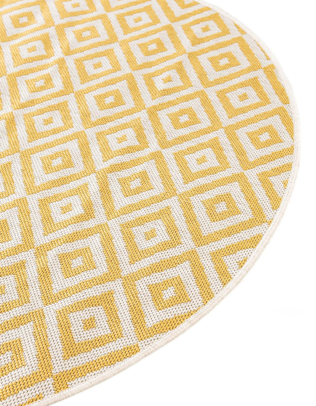 Yellow Ivory 5' 3 x 8' Jill Zarin Outdoor Oval Area Rug Weather Resistant for Patio, Deck, Terrace, Balcony, Porch Durable 100% Polypropylene Carpet for Outside for Sale at Rug Engine